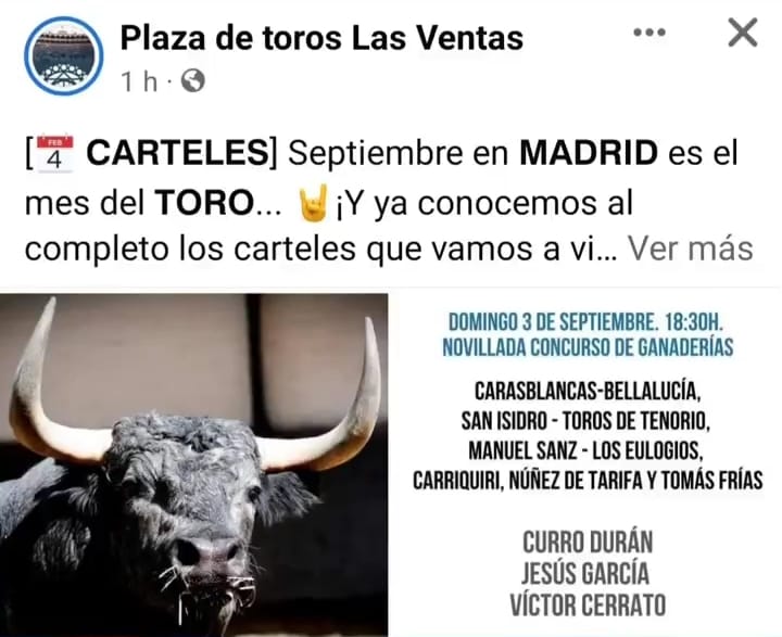 Victor CERRATO rappelé à Las Ventas